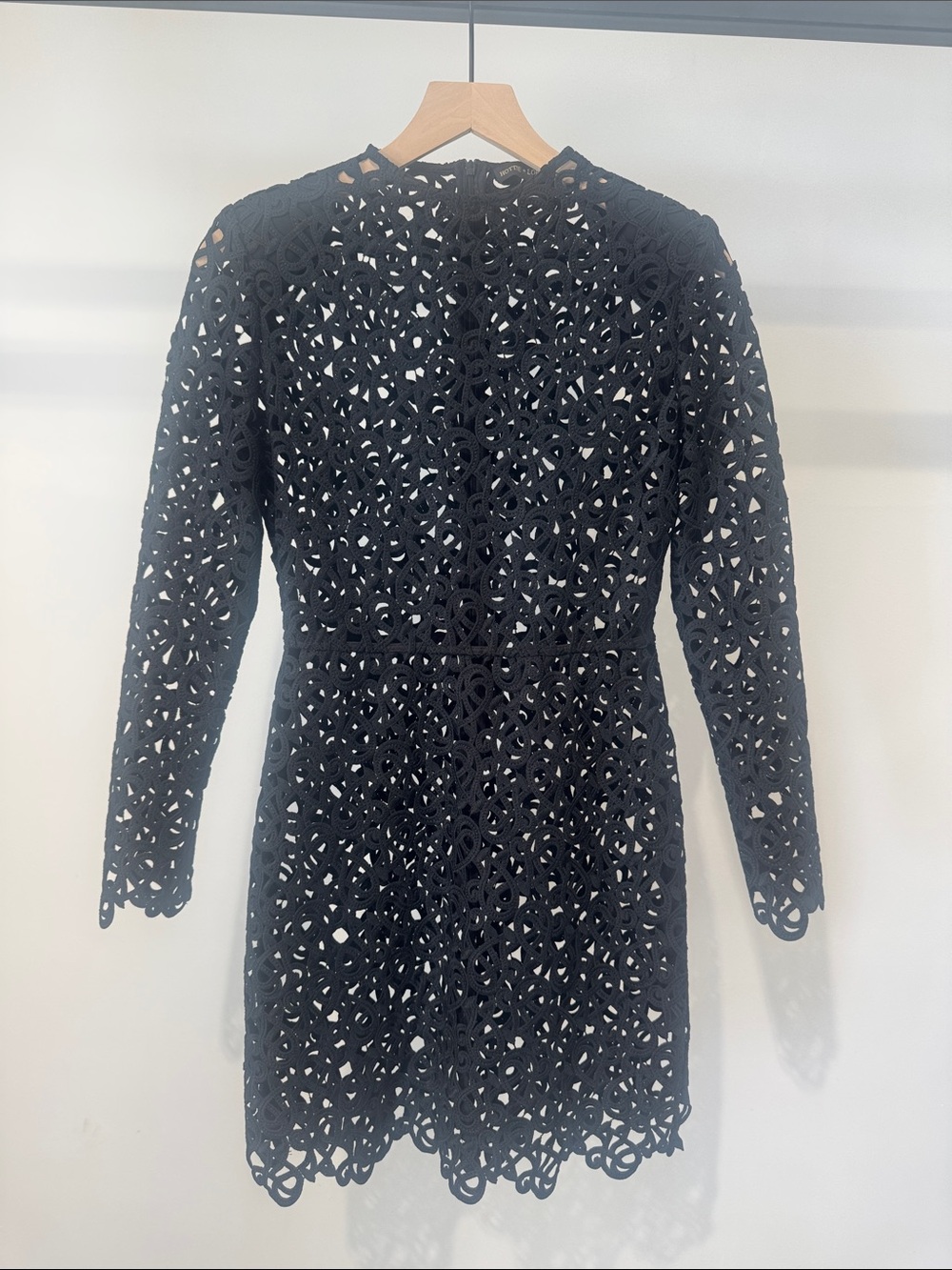 Black Lace Long-Sleeve Mini Dress